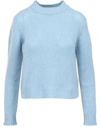 Weekend by Maxmara - Truien & Vesten ,Blauw ,Cashmere Trui Met Ronde Hals - Lyst