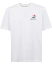 CASABLANCA - Baumwoll-Crewneck T-Shirt Mit Druck - Lyst