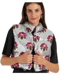 La DoubleJ - Jassen ,Grijs ,Polyester Sequin Puffer Vest - Lyst