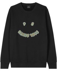 Paul Smith - Hoodies & Sweatvesten ,Zwart ,Katoen Blij Geborduurde Sweater - Lyst