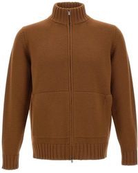 FILIPPO DE LAURENTIIS - Truien & Vesten ,Bruin ,Wol Merino Vest Met Volledige Rits - Lyst