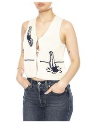 Thinking Mu - Truien & Vesten ,Katoen Gebreid Vest - Lyst