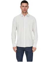 Only & Sons - Camicia in lino a righe caiden - Lyst