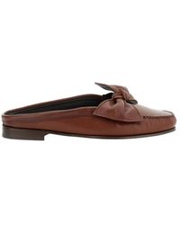 Hereu - Schoenen ,Bruin ,Leer Loafer Mules Met Strikdetail - Lyst