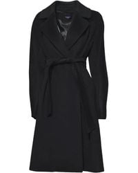 Weekend by Maxmara - Schwarzer Woll-Kimono-Mantel Mit Gürtel - Lyst
