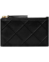 Tory Burch - Accessoires ,Zwart ,Leer Fleming Soft Zip Card Case - Lyst