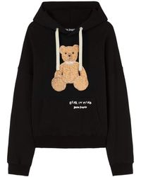 Palm Angels - Hoodies & Sweatvesten ,Zwart ,Katoen Zwarte Logo Print Hooded Sweater - Lyst