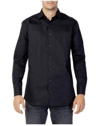 SELECTED - Overhemden ,Zwart ,Katoen Zwart Katoenen Shirt Met Lange Mouwen - Lyst
