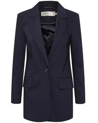 Inwear - Jassen ,Blauw ,Marineblauwe Lange Blazer - Lyst