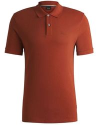 BOSS - Pima baumwoll poloshirt mit gesticktem logo - Lyst