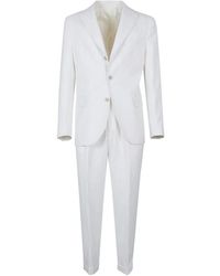 Eleventy - Kostuums ,Wit ,Leer Single-Breasted Pak - Lyst