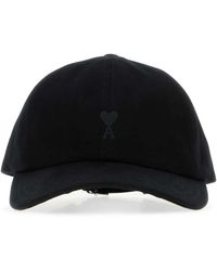 Ami Paris - Accessoires ,Zwart ,Katoen De Coeur Cap - Lyst