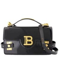 Balmain - Schwarze Leder-Crossbody-Tasche Mit Kette - Lyst