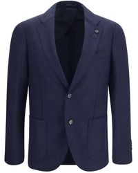 Lardini - Jassen ,Blauw ,Wol Enkelrijig Jas Van Wol En Kasjmier - Lyst