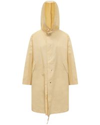 Jil Sander - Jassen ,Geel ,Katoen Logo Print Drawstring Coat - Lyst