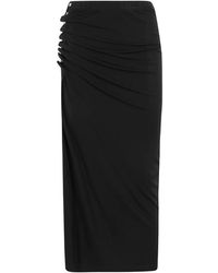 Rabanne - Rokken ,Zwart ,Gedrapeerde Midi Rok - Lyst