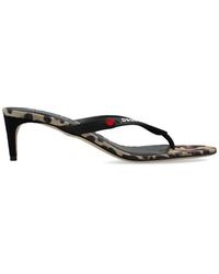 DSquared² - Schoenen ,Zwart ,Leer Heeled Mules Met Logo - Lyst