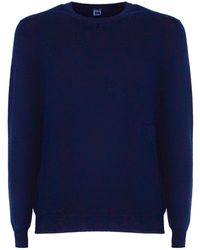 Fedeli - Truien & Vesten ,Blauw ,Kasjmier Blauwe Cashmere Crew Neck Sweater - Lyst