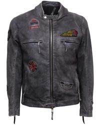 The Jack Leathers - Jassen ,Grijs ,Grijze Leren Jas Moreno+Patch Enzym - Lyst