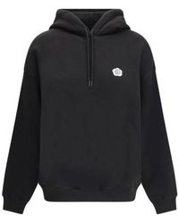 KENZO - Hoodies & Sweatvesten ,Zwart ,Katoen Oversized Hoodie Met Bloem Logo Patch - Lyst