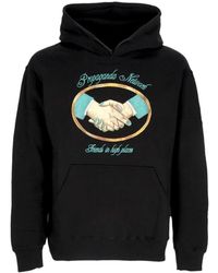 Propaganda - Hoodies & Sweatvesten ,Zwart ,Katoen Zwarte Hoodie Met Kangoeroezak - Lyst