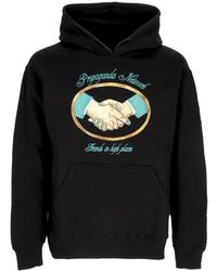 Propaganda - Hoodies & Sweatvesten ,Zwart ,Katoen Zwarte Hoodie Met Kangoeroezak - Lyst