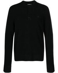 J.Lindeberg - Tops ,Zwart ,Nylon Zwarte Polo Met Lange Mouwen - Lyst