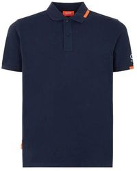 Suns - Tops ,Blauw ,Katoen Blauw Katoenen Poloshirt Met Geribbelde Kraag - Lyst