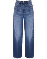 Kocca - Jeans ,Blauw ,Stone-Washed Wide Leg Jeans Met Slitten - Lyst