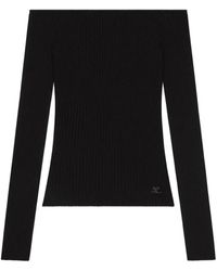 Courreges - Elegantes Off-Shoulder T-Shirt Nero - Lyst