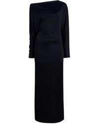 KHAITE - Zwarte Off-Shoulder Maxi Jurk - Lyst