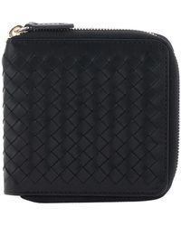 Dragon Diffusion - Accessoires ,Zwart ,Leer Geweven Leren Portemonnee Met Vierkante Rits - Lyst