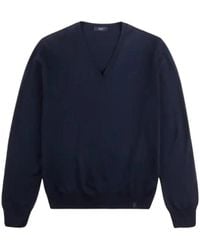 Fay - Truien & Vesten ,Blauw ,Wol V-Hals Truien - Lyst