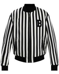 Balmain - Wendbare Gestreifte Bomberjacke Mit Logo - Lyst