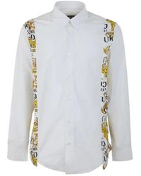 Versace - Camicia bianca con logo couture a contrasto per uomo - Lyst