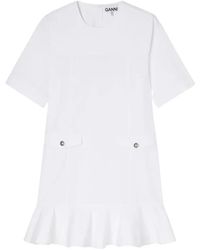 Ganni - Stretch Katoen Mini Jurk - Lyst
