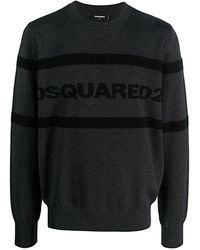 DSquared² - Truien & Vesten ,Grijs ,Rondgebreide Trui - Lyst
