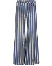 Mother - Gestreepte Wijde Denim Jeans - Lyst