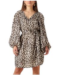 Notre-v - Kleedjes ,Veelkleurig ,Polyester Elegante Zwarte Midi Jurk - Lyst