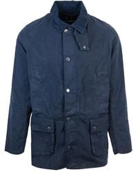 Barbour - Blaue Baumwolljacke Mit Durchgehendem Reißverschluss - Lyst