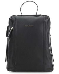 Piquadro - Schwarze leder-laptoptasche mit vordertasche mit reißverschluss - Lyst