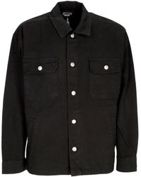 Obey - Jassen ,Zwart ,Katoen Zwarte Shirtjas Met Kraag - Lyst