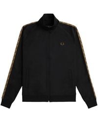 Fred Perry - Hoodies & Sweatvesten ,Zwart ,Katoen Contrast Tape Track Jacket - Lyst