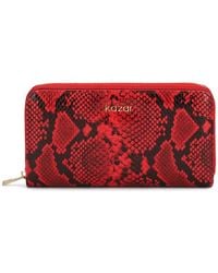 Kazar - Accessoires ,Rood ,Leer Snake Embossed Wallet - Lyst
