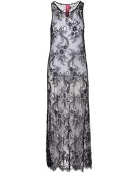 Pink Memories - Spitzen Langes Kleid Transparent Figurbetontes Stil - Lyst