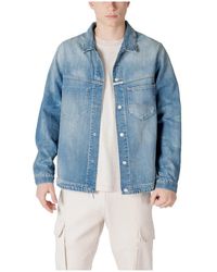 Replay - Baumwolljacke mit knöpfen und taschen - Lyst