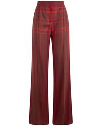 Alberta Ferretti - Broeken ,Rood ,Wol Wijde Pijpen Broek - Lyst