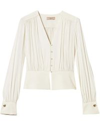 Twinset - Overhemden ,Polyester Crêpe De Chine Blouse Met Plooien - Lyst