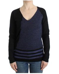 CoSTUME NATIONAL - Striped V-neck sweater - Lyst