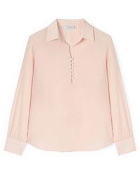 mötivi - Overhemden ,Roze ,Satijn Blouse Met Satijnen Kraag - Lyst
